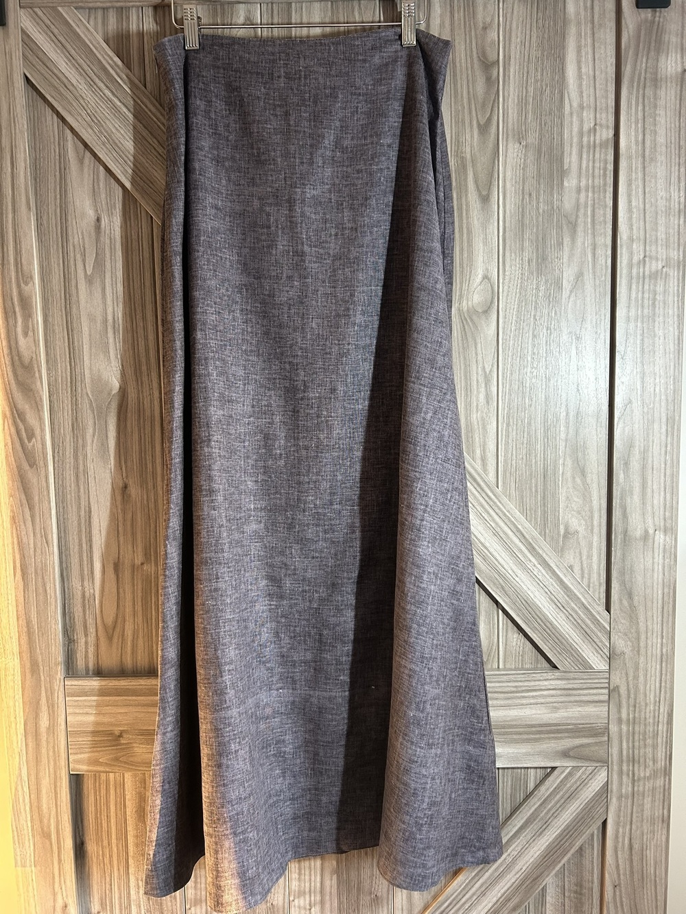 Vintage Stuoner Linen Cotton Blend Grey Flared A-Line Maxi Skirt Size M